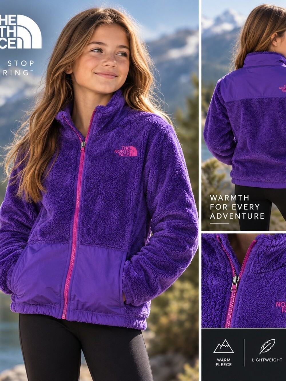 The North Face Kids' Purple Fuzzy Full-Zip One Piece Jacket